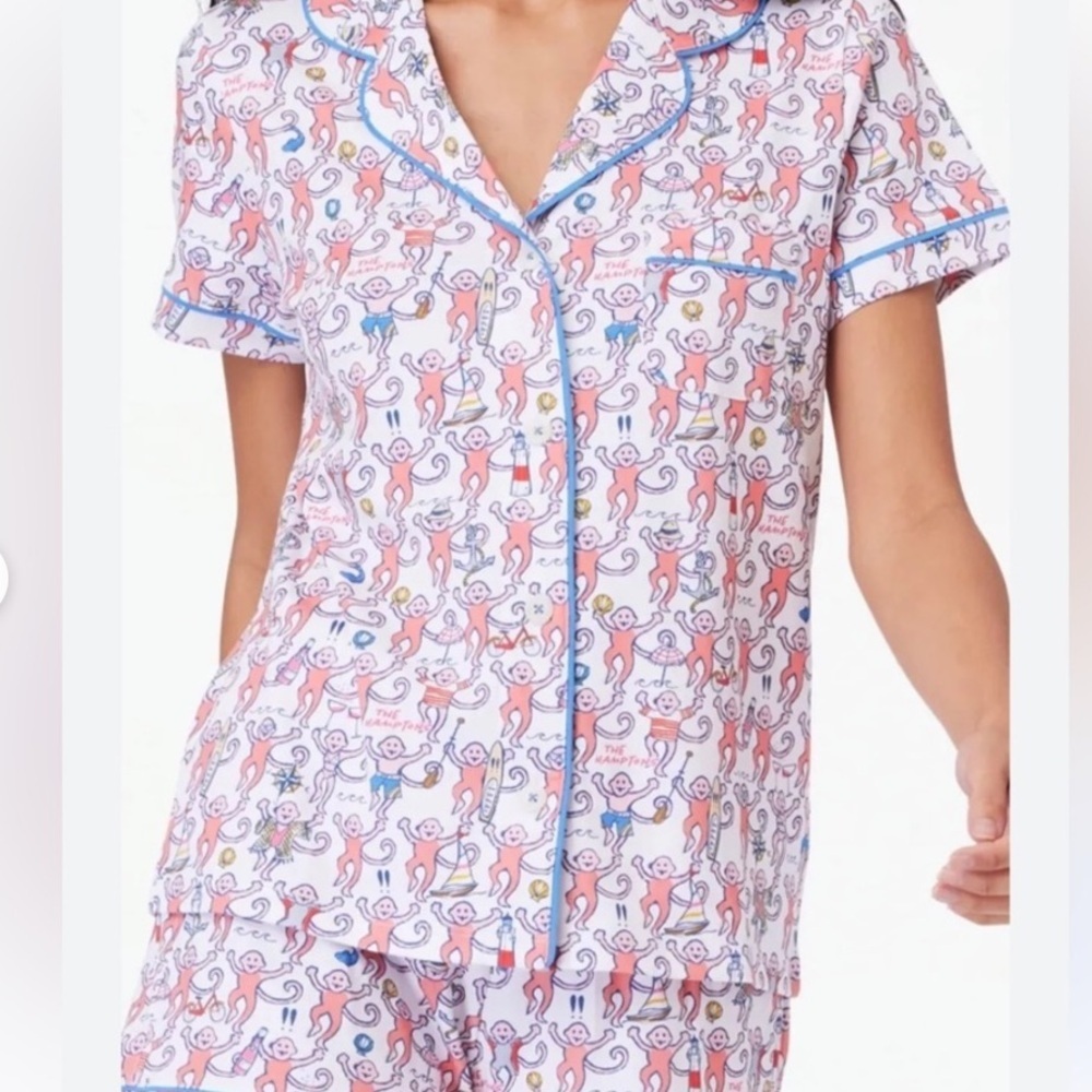 Roller Rabbit HAMPTONS Short-Sleeve Monkey Pajama Set
